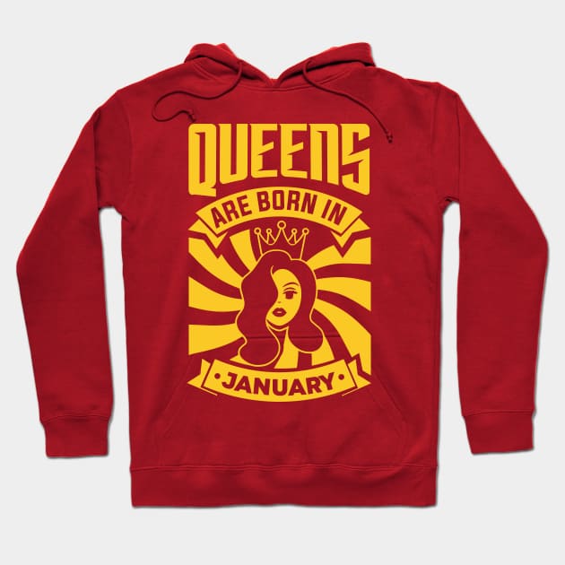 Queens Are Born In January Happy Birthday Hoodie by PHDesigner